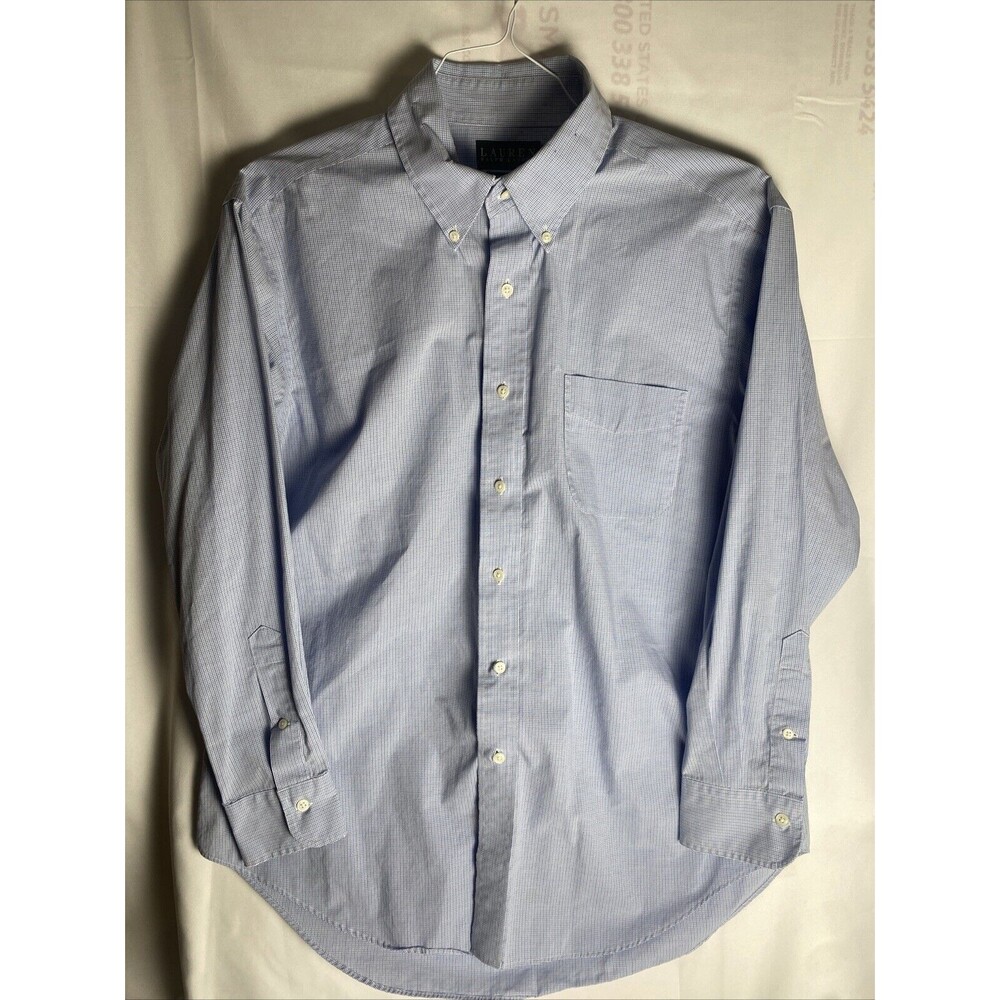 Lauren Ralph Lauren Shirt Mens 16.5 Blue Short Sleeve Pocket Button Up